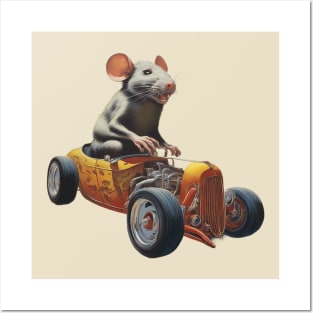 Rat in Hot Rod Posters and Art